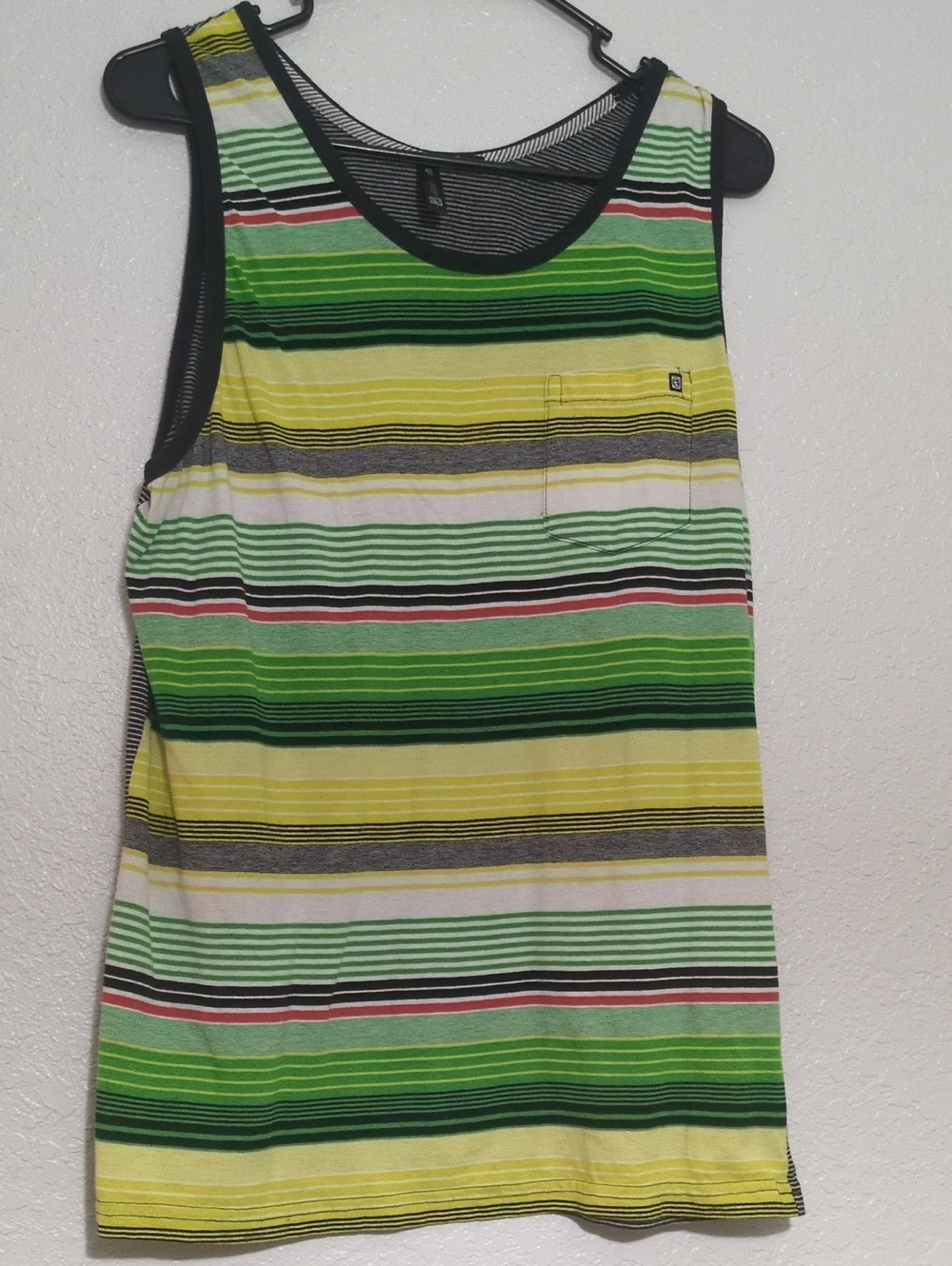 Ocean Current Striped Green & Yellow Kids Tank Top - Pocket Crew